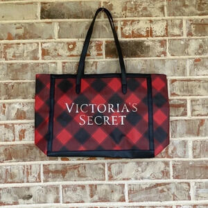 Victoria’s Secret Red And Black Plaid Tote Bag